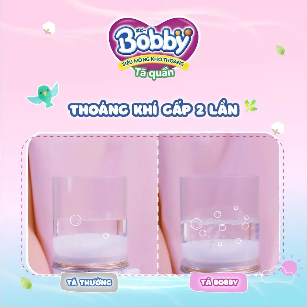 Bỉm Bobby thoáng khí gấp 2 lần