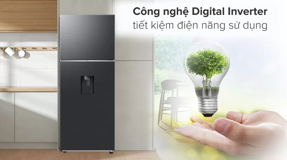 Logo công nghệ Inverter nổi bật trên một thiết bị điện hiện đại như máy lạnh hoặc tủ lạnh