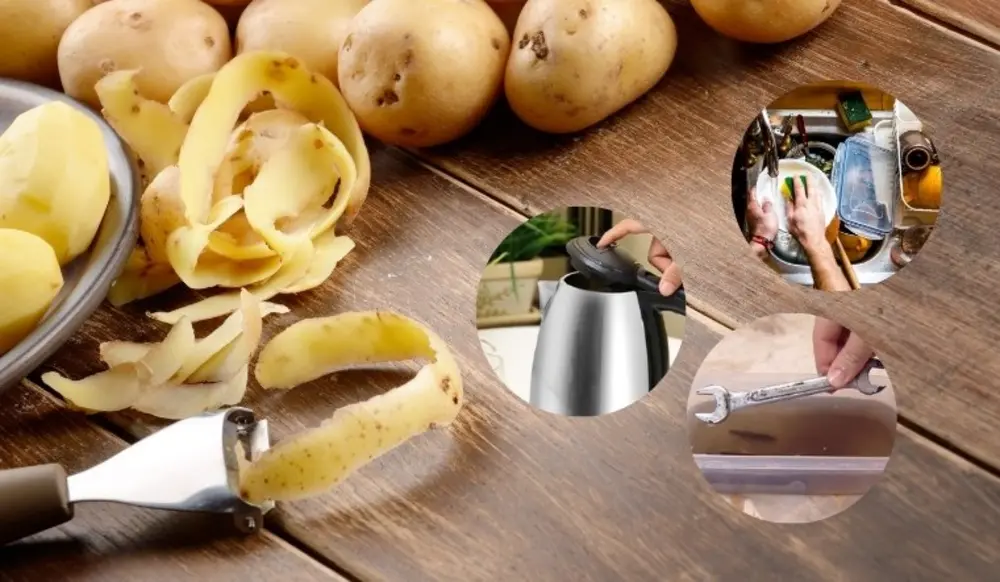 Tận dụng vỏ khoai tây hoặc khoai sọ là một cách vệ sinh cặn canxi ấm siêu tốc thân thiện với môi trường