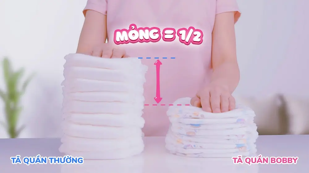 Mẹ nên ưu tiên chọn sản phẩm mỏng khi đóng bỉm mùa hè cho bé