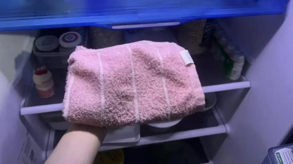 Dùng khăn bông giúp hút ẩm và mùi hôi trong tủ lạnh rất tốt