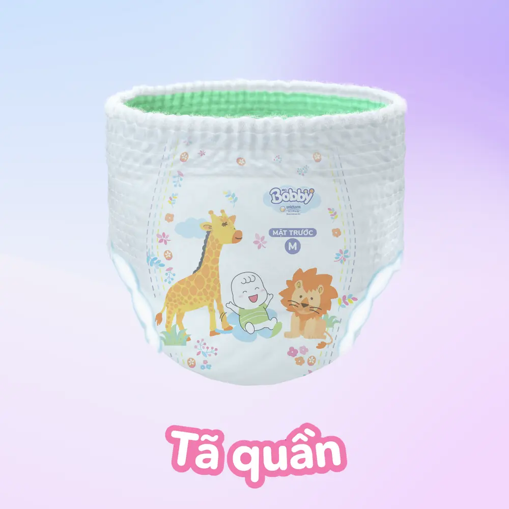 Bỉm quần Bobby với hệ thun xốp êm co giãn mềm mại