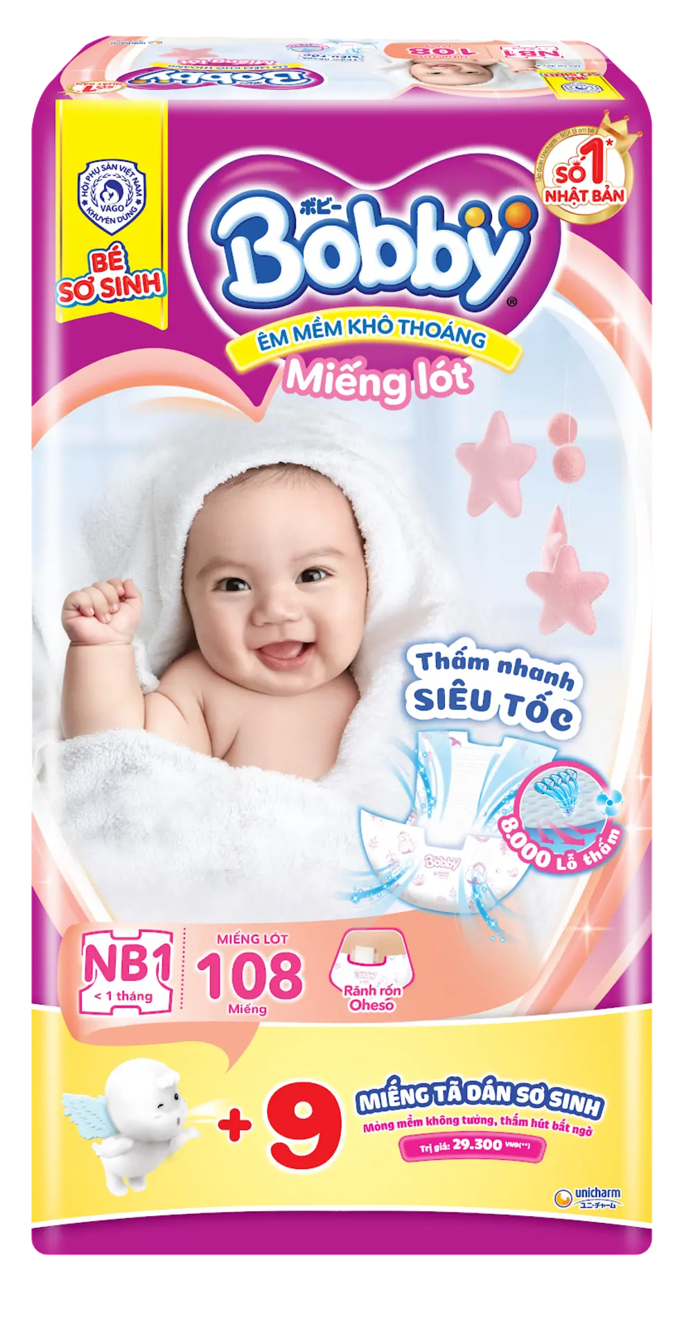 Miếng lót sơ sinh Bobby êm mềm khô thoáng