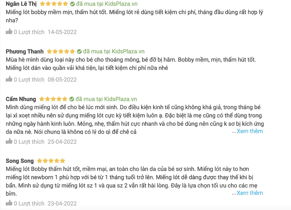 “Miếng lót mỏng thoáng, mềm mịn và thấm hút tốt, lại tiết kiệm chi phí nữa…”- Đây là nhận định chung của đa số các mẹ đã cho con sử dụng miếng lót sơ sinh Bobby.