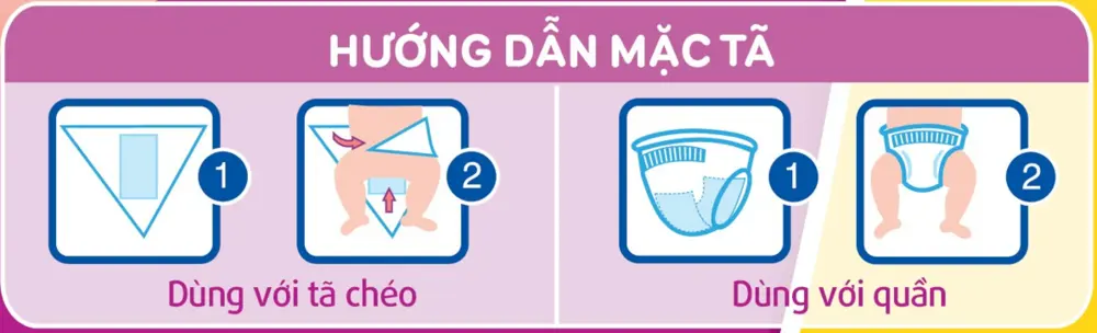 Các bước mặc miếng lót sơ sinh với tã chéo và quần đóng bỉm