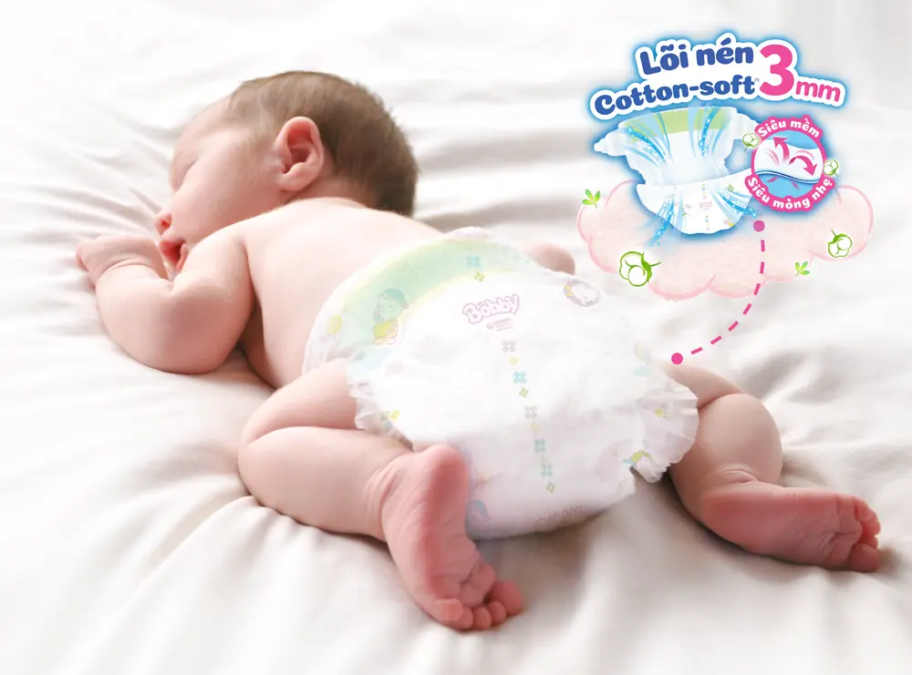 Tã thoáng khí, thấm hút vượt trội và không thấm ngược giúp trẻ dễ chịu, giấc ngủ sâu