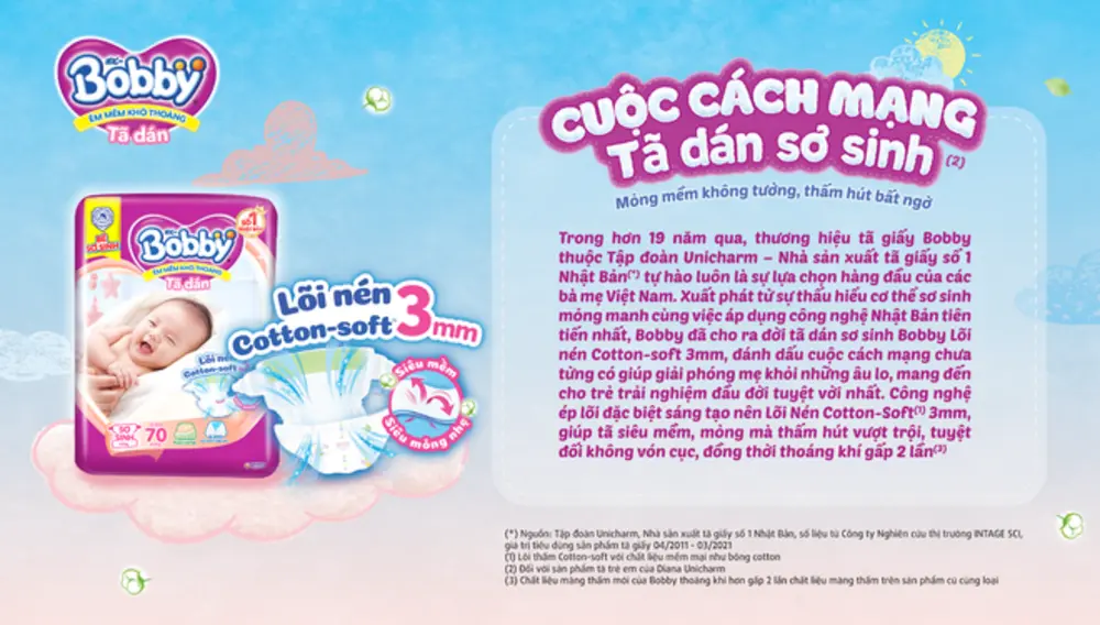 Tã dán Bobby dẫn đầu cuộc cách mạng tã dán sơ sinh