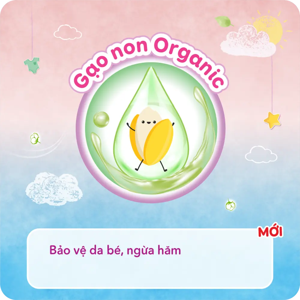 Tinh chất gạo non ở tã dán Bobby cỡ M - XXL