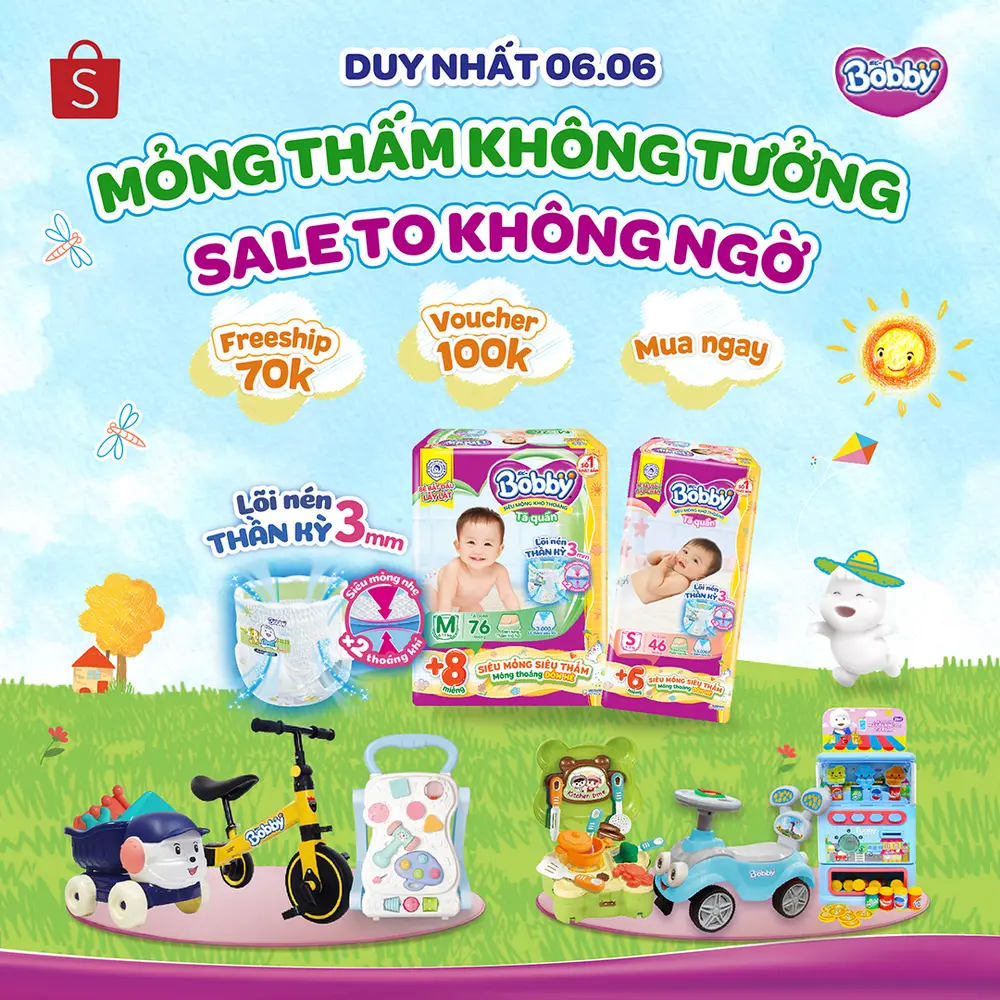 Mua tã dán Bobby trên các trang thương mại điện tử để nhận nhiều ưu đãi