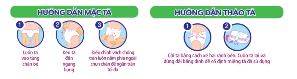 Các bước sử dụng tã quần Bobby