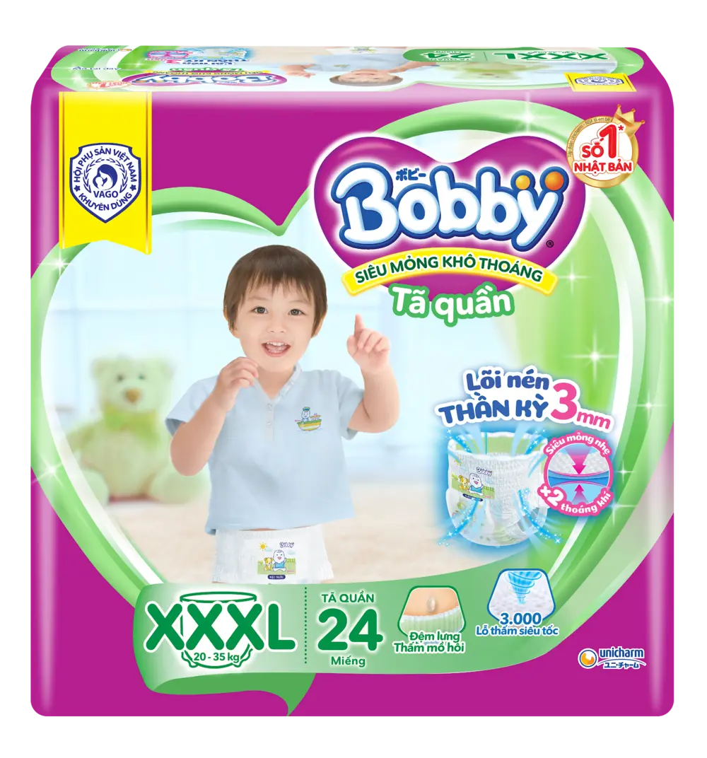 Tã quần Bobby size XXXL phù hợp cho trẻ từ 20 - 35kg