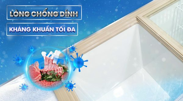 Lòng tủ chống dính giúp việc vệ sinh dễ dàng và nhanh chóng