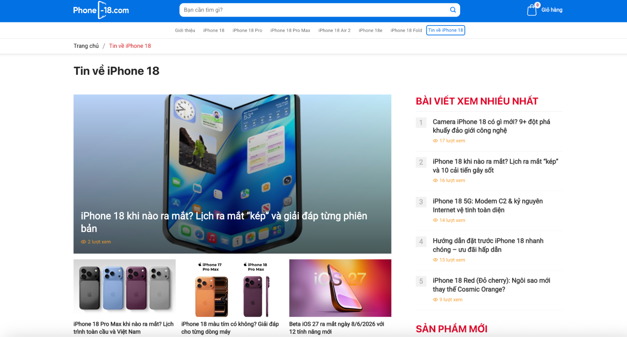 Mục Tin iPhone 18 trên website phone-18.com